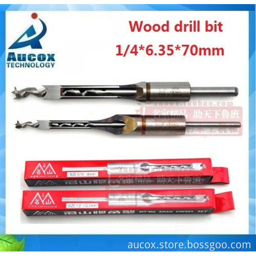 longshan 1/4''(6.4mm) woodworking square auger tools hole drilling electric drill wood drill chisel set